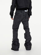 【24s May.】Hand-brushed Wax-coated Slim-fit Stacked Jeans