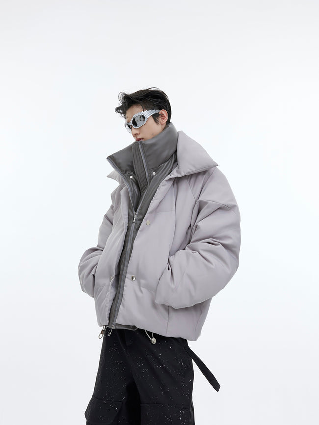 【23s November.】Structural Glossy Double-layered Cotton Jacket Hover Image