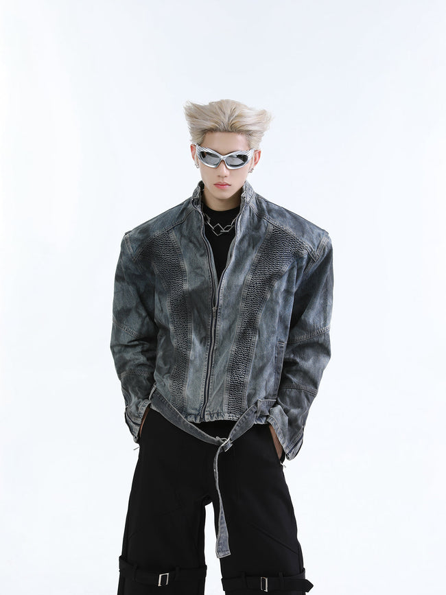 【24s Oct.】Wasteland Style Distressed Silhouette Denim Jacket Main Image