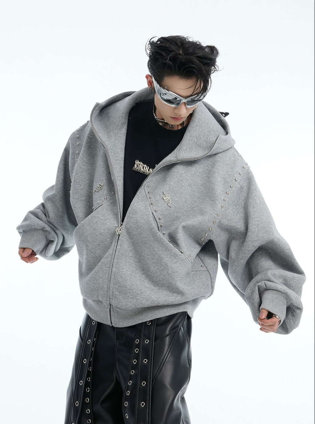 【25s Feb.】Rivet Stitching Doberman Hooded Couple Jacket