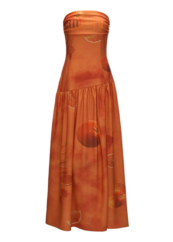 Orange Vacation dress off shoulder
