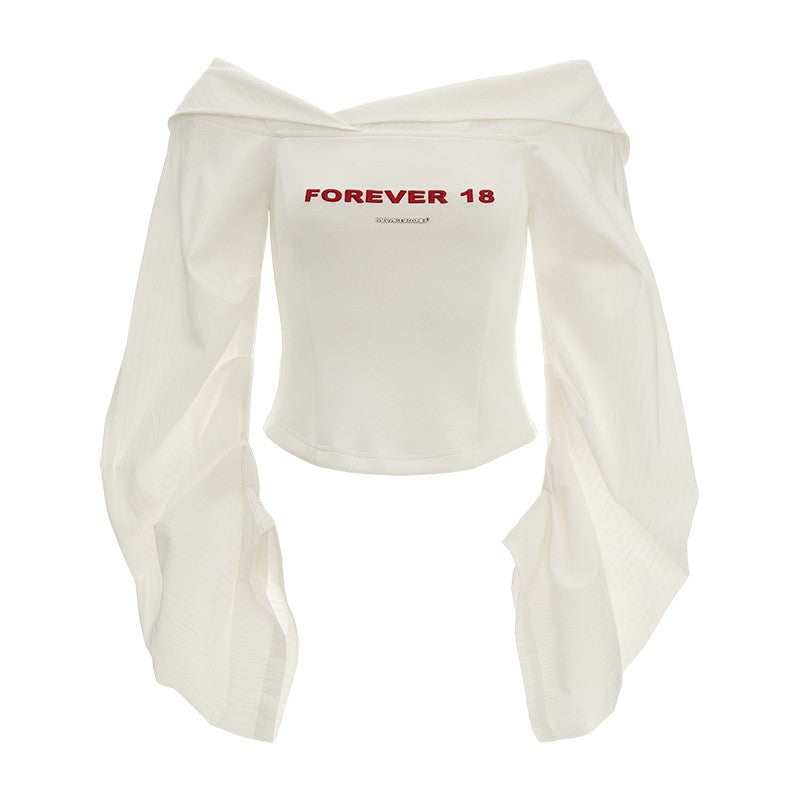 Lantern sleeve white shirt and bra