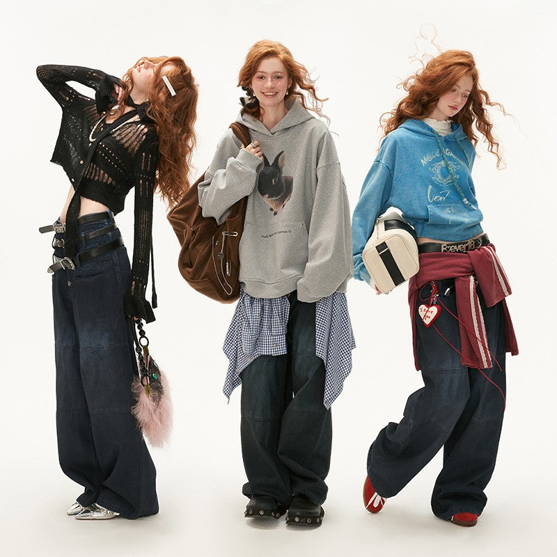 Three-waist jeans loose casual pants
