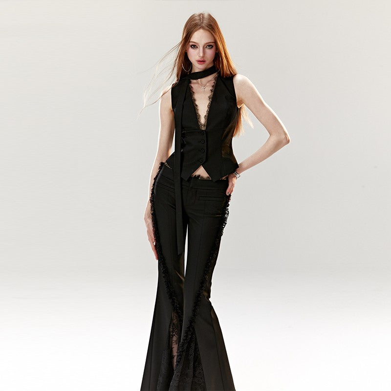 Original lace flared pants high waist