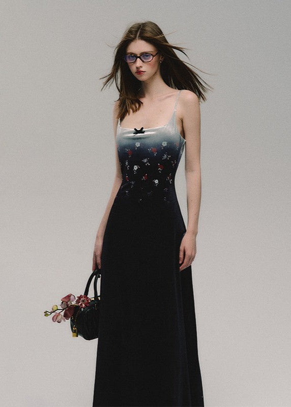 Velvet Print Slim Slip Dress Hover Image