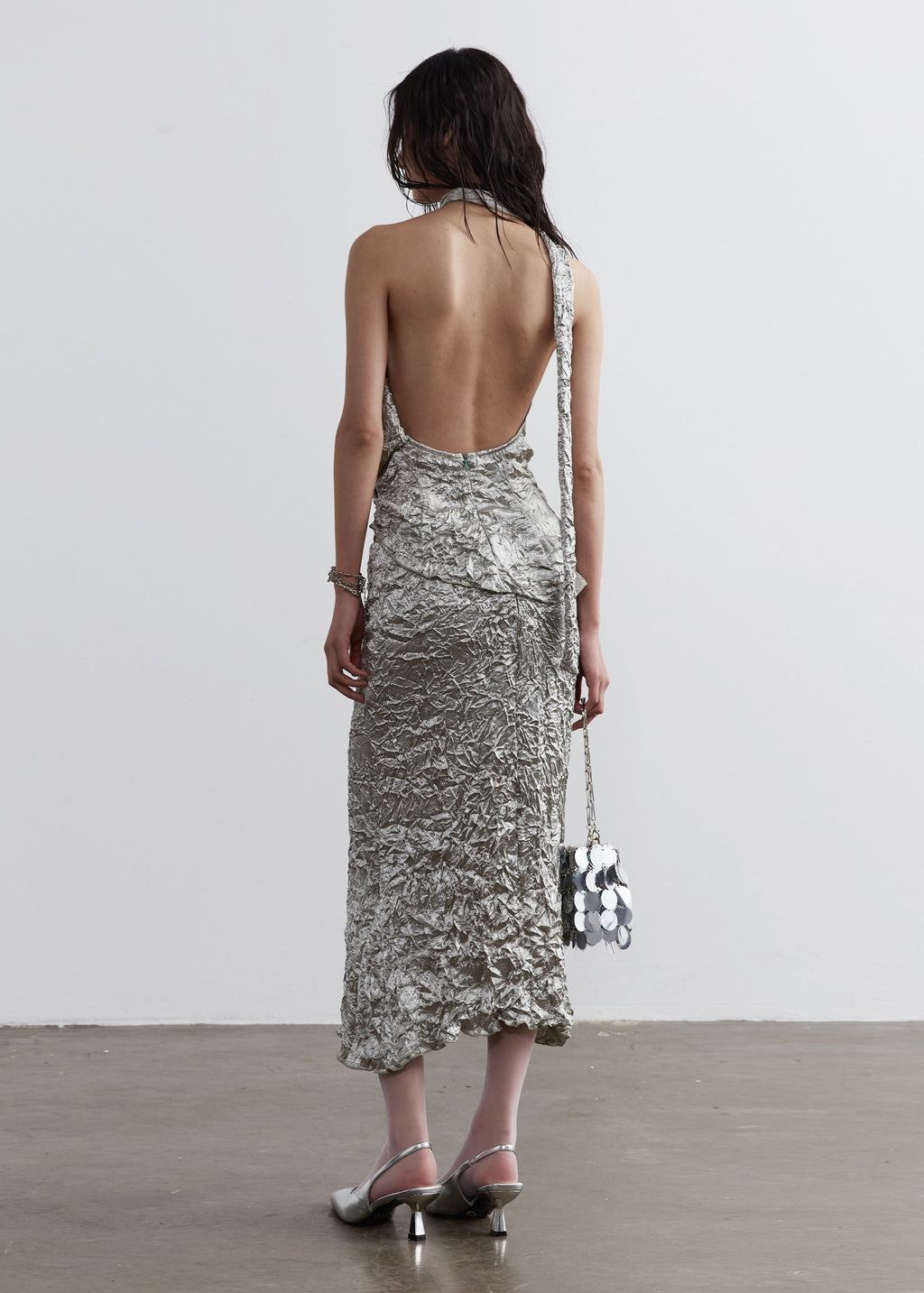 Metallic Satin Textured Two-Piece Dress