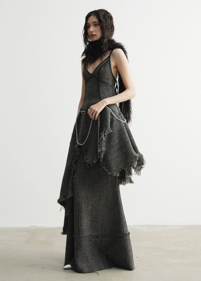 Raw Edge Tassel Fairy Slip Dress Hover Image