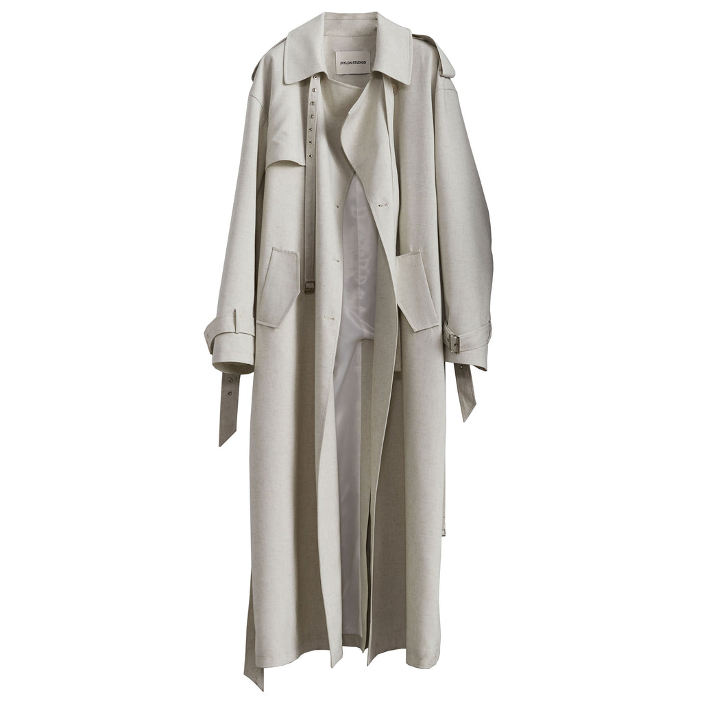 Minimalist Lime White Long Trench Coat