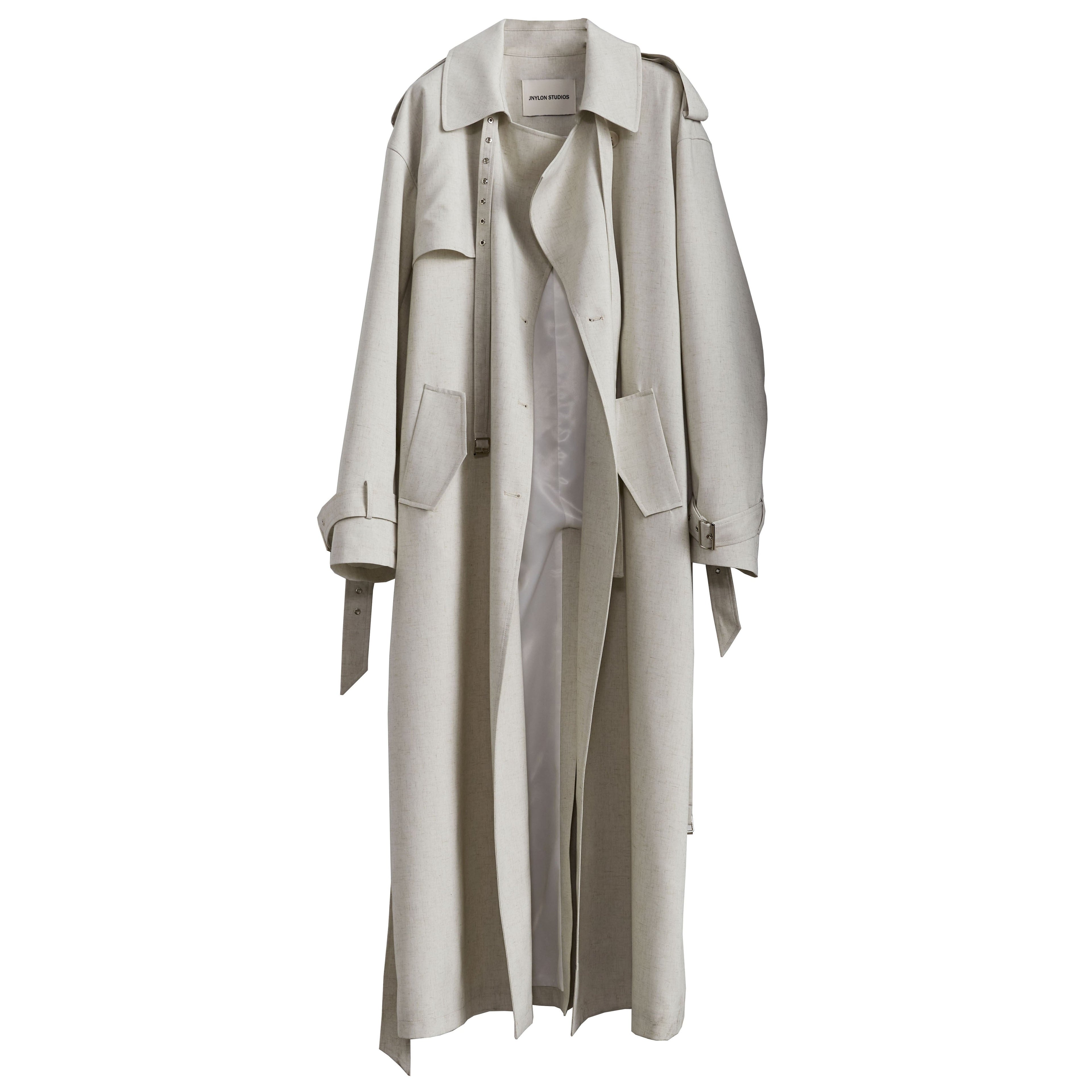 Minimalist Lime White Long Trench Coat