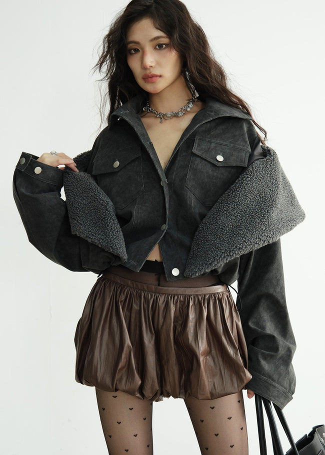 Dark Rock Distressed Layered Jacket Hover Image