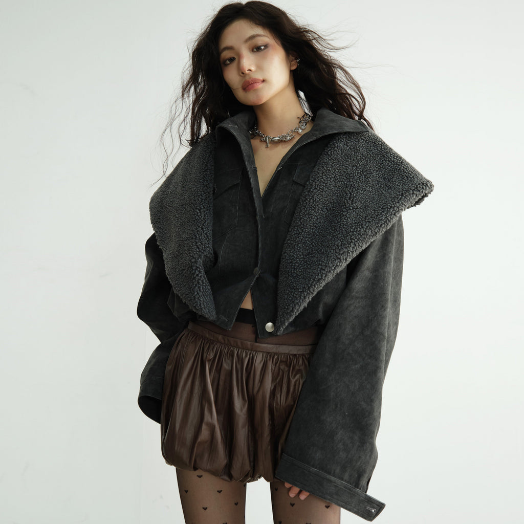 Dark Rock Distressed Layered Jacket