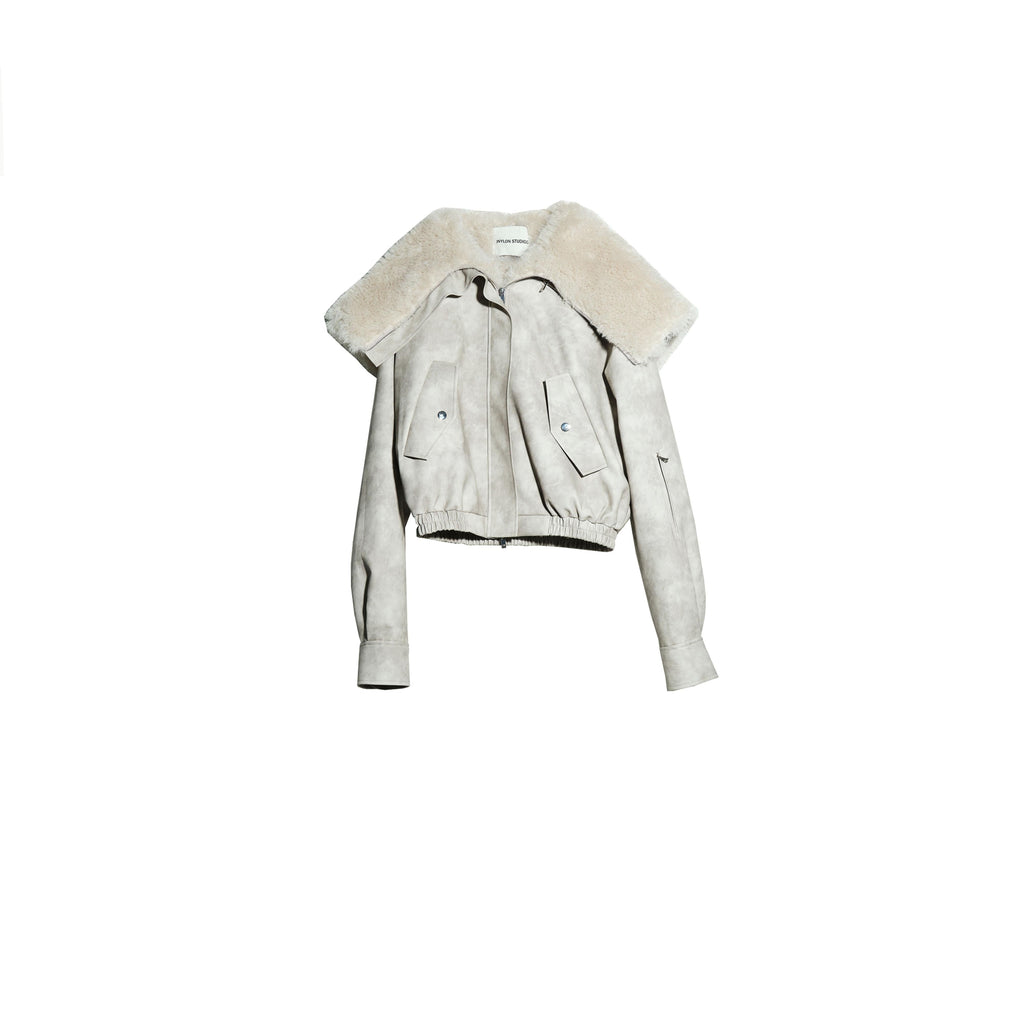 Retro Ballet PU Jacket with Fur Hood