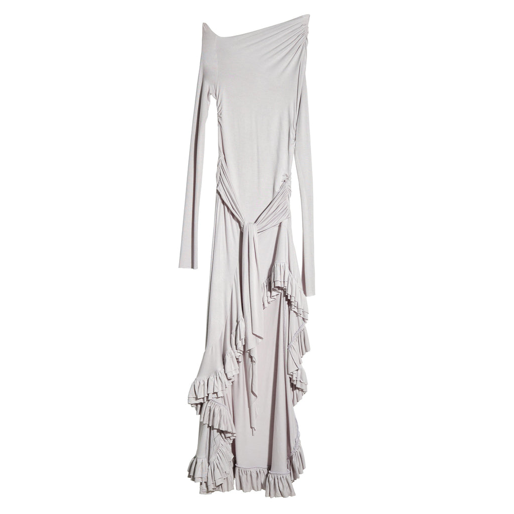 Royal Gray Off-Shoulder Lace Gown