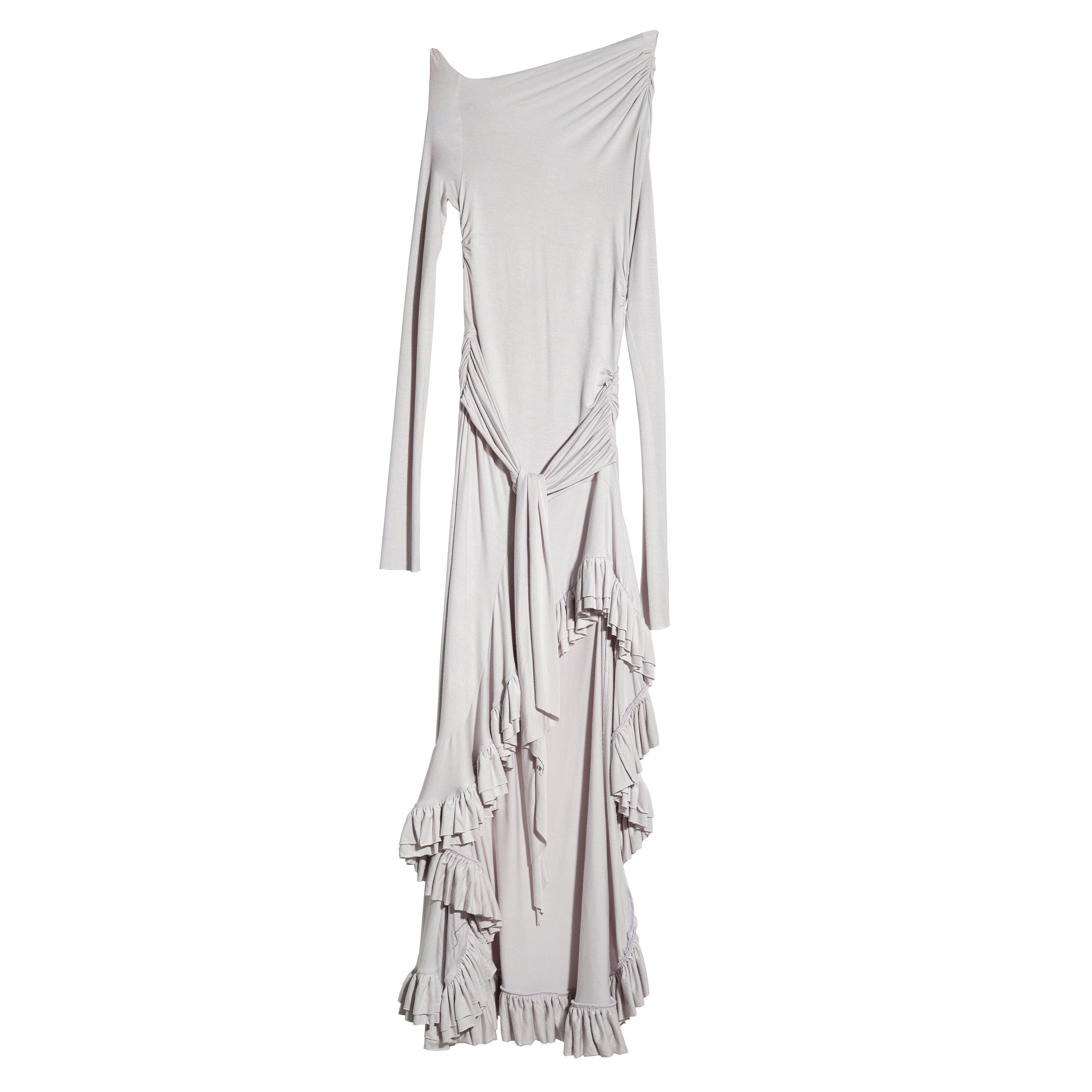Royal Gray Off-Shoulder Lace Gown