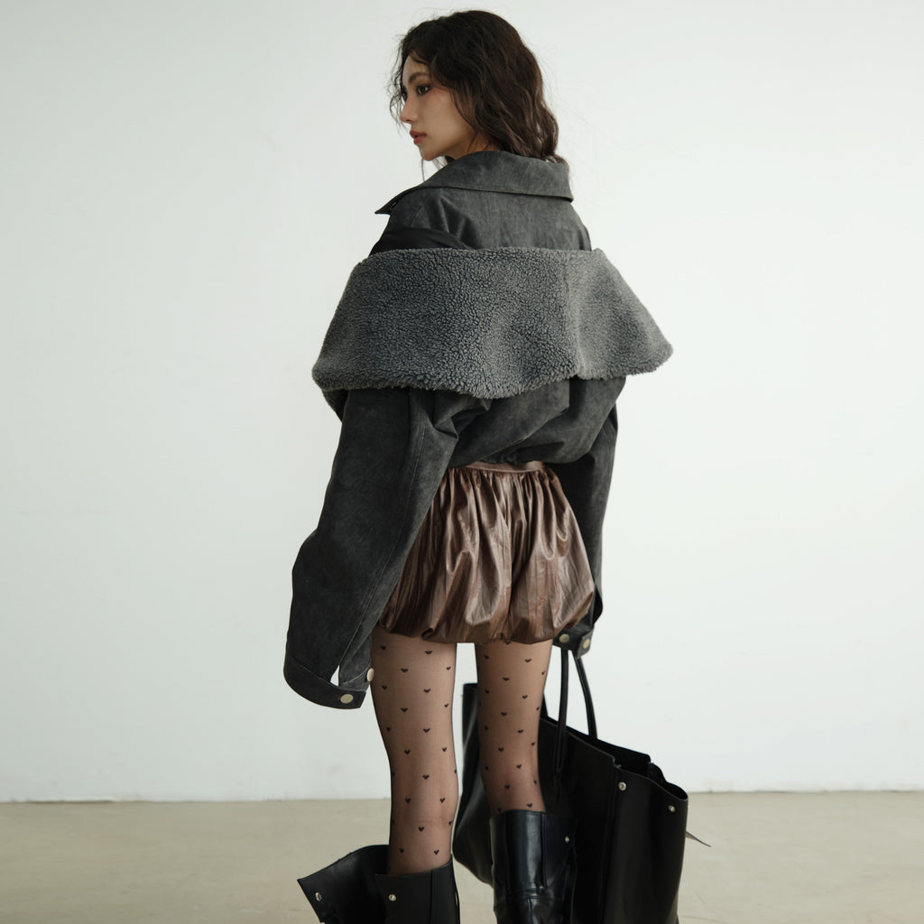 Dark Rock Distressed Layered Jacket