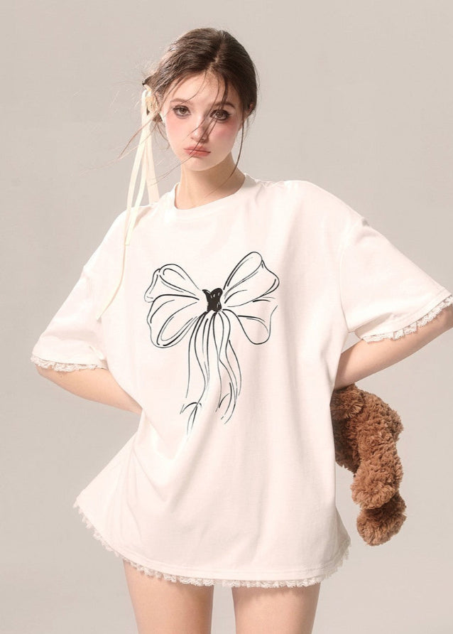 White Loose-Fit Short Sleeve Tee