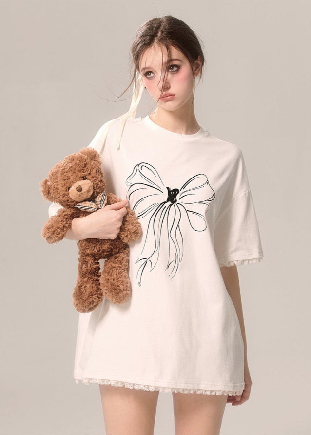 White Loose-Fit Short Sleeve Tee Main Image