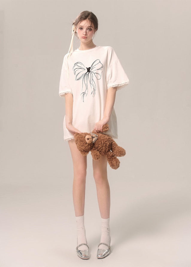 White Loose-Fit Short Sleeve Tee