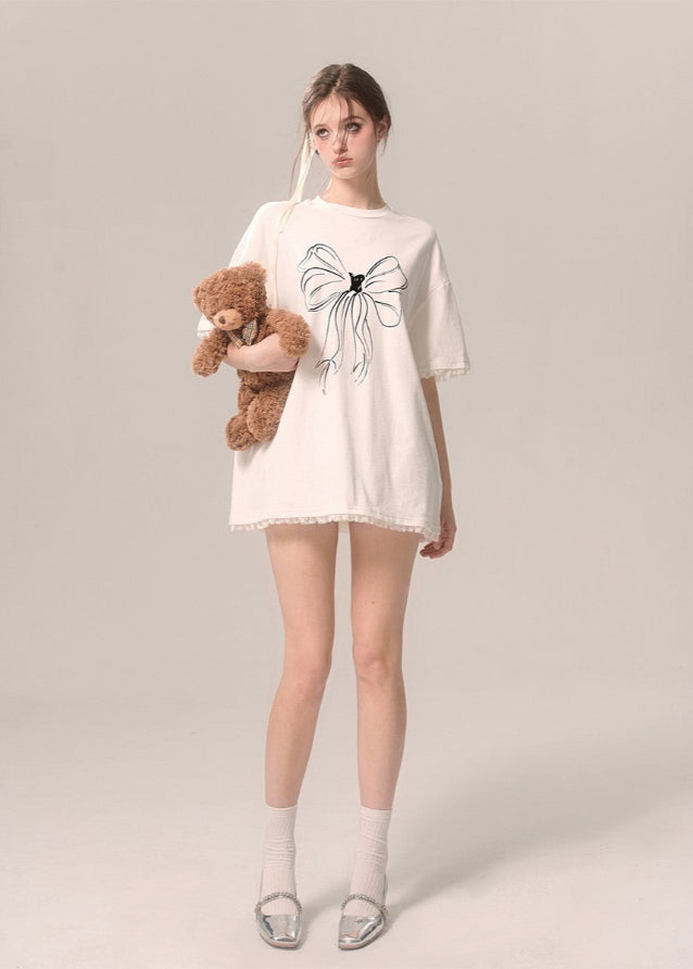 White Loose-Fit Short Sleeve Tee