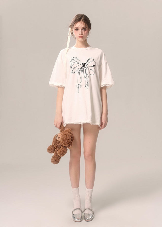 White Loose-Fit Short Sleeve Tee