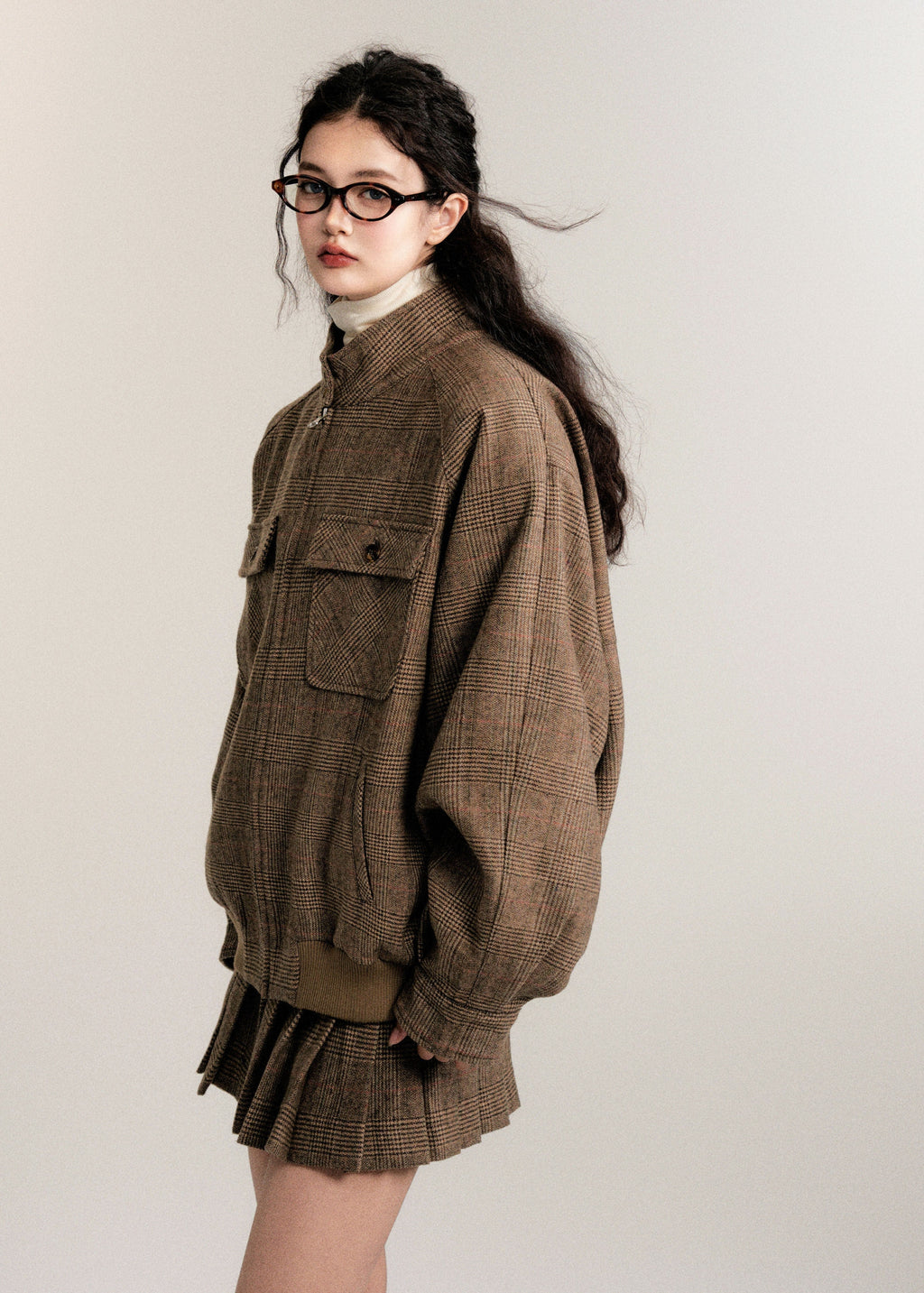 Retro College Wool Skirt Suit