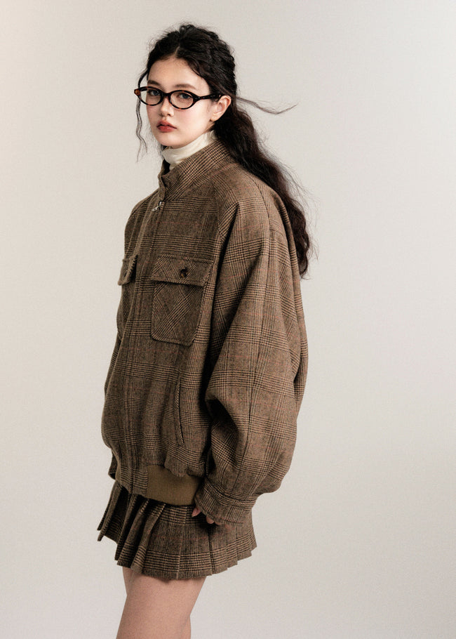 Retro College Wool Skirt Suit Hover Image