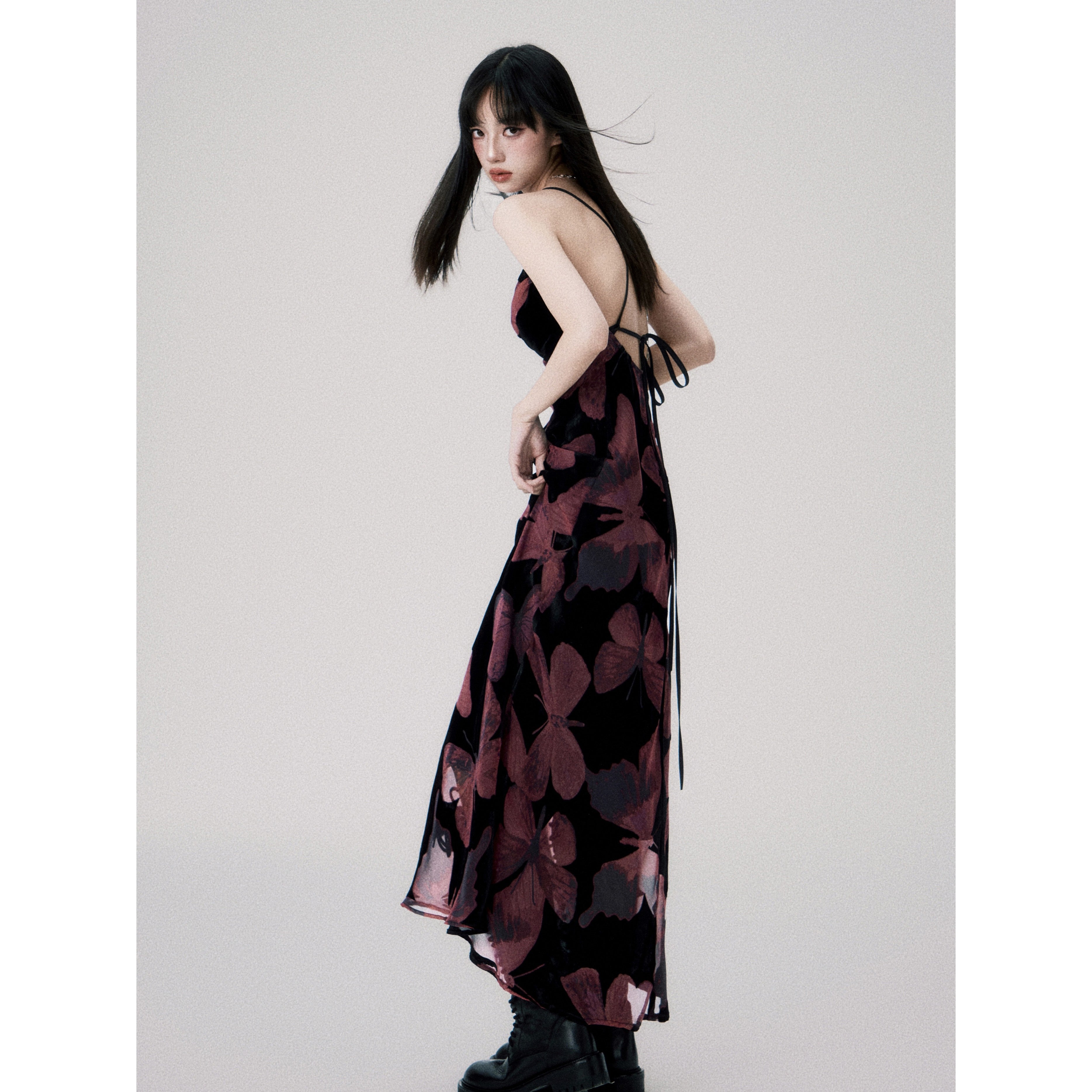 Velvet Butterfly Swing Dress