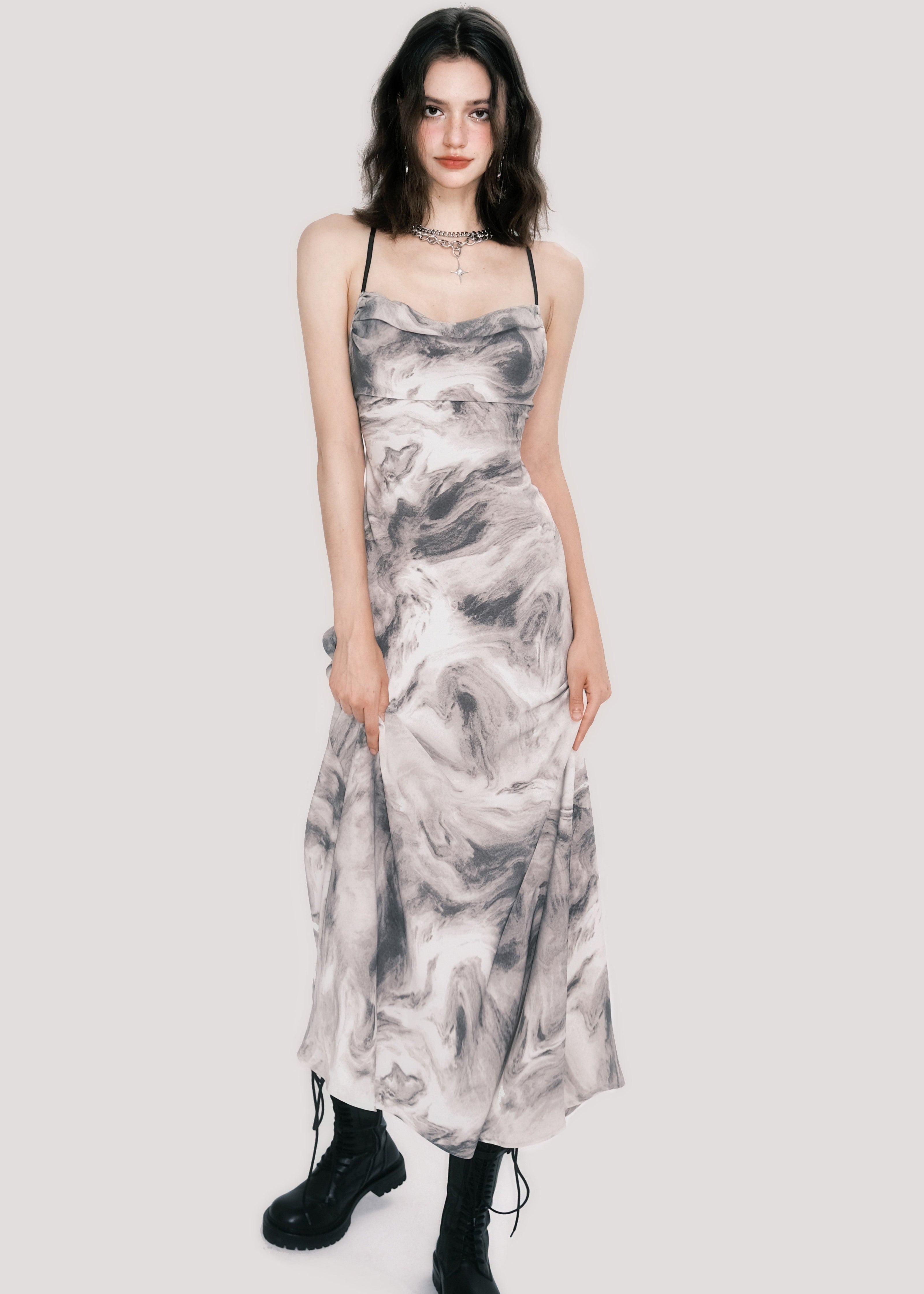 Swing Collar Backless Maxi Dress