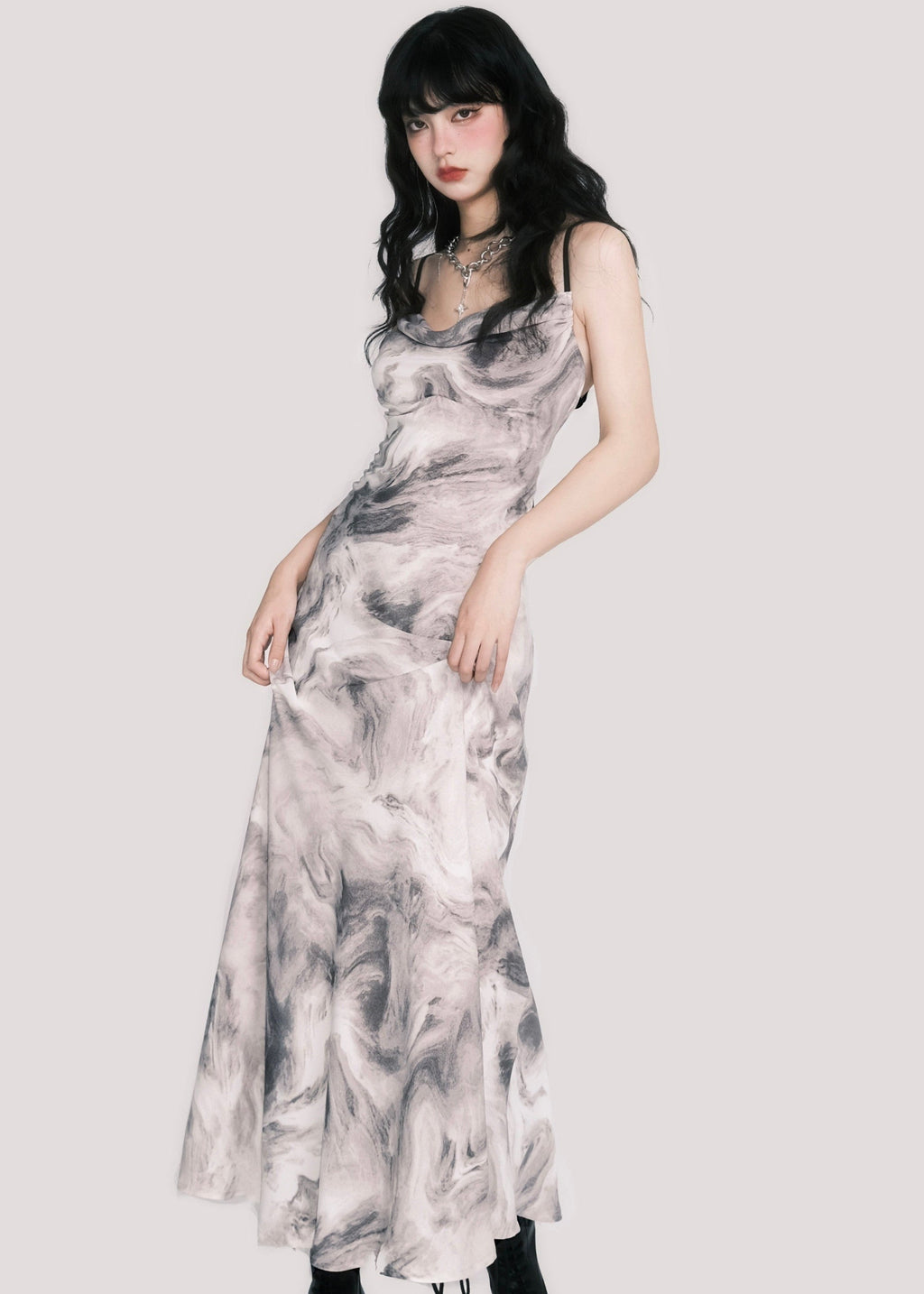 Swing Collar Backless Maxi Dress
