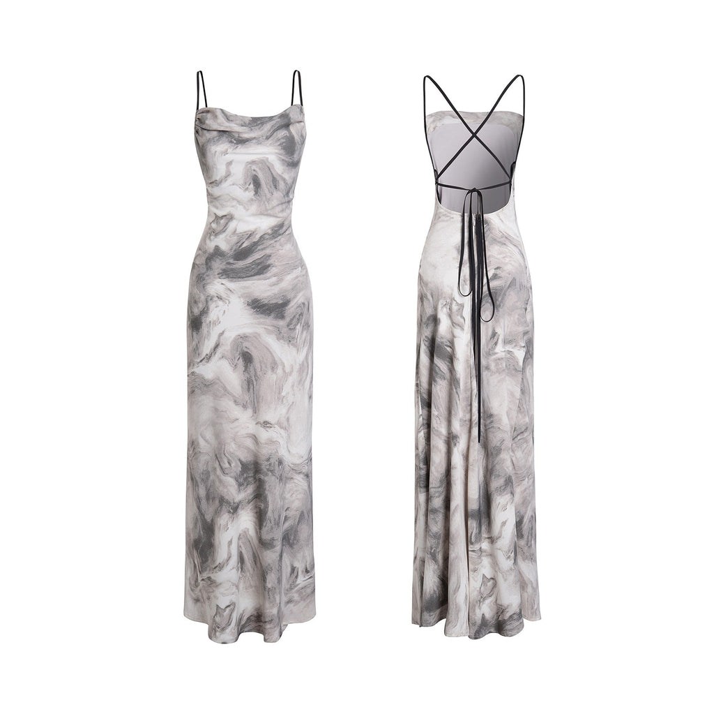 Swing Collar Backless Maxi Dress