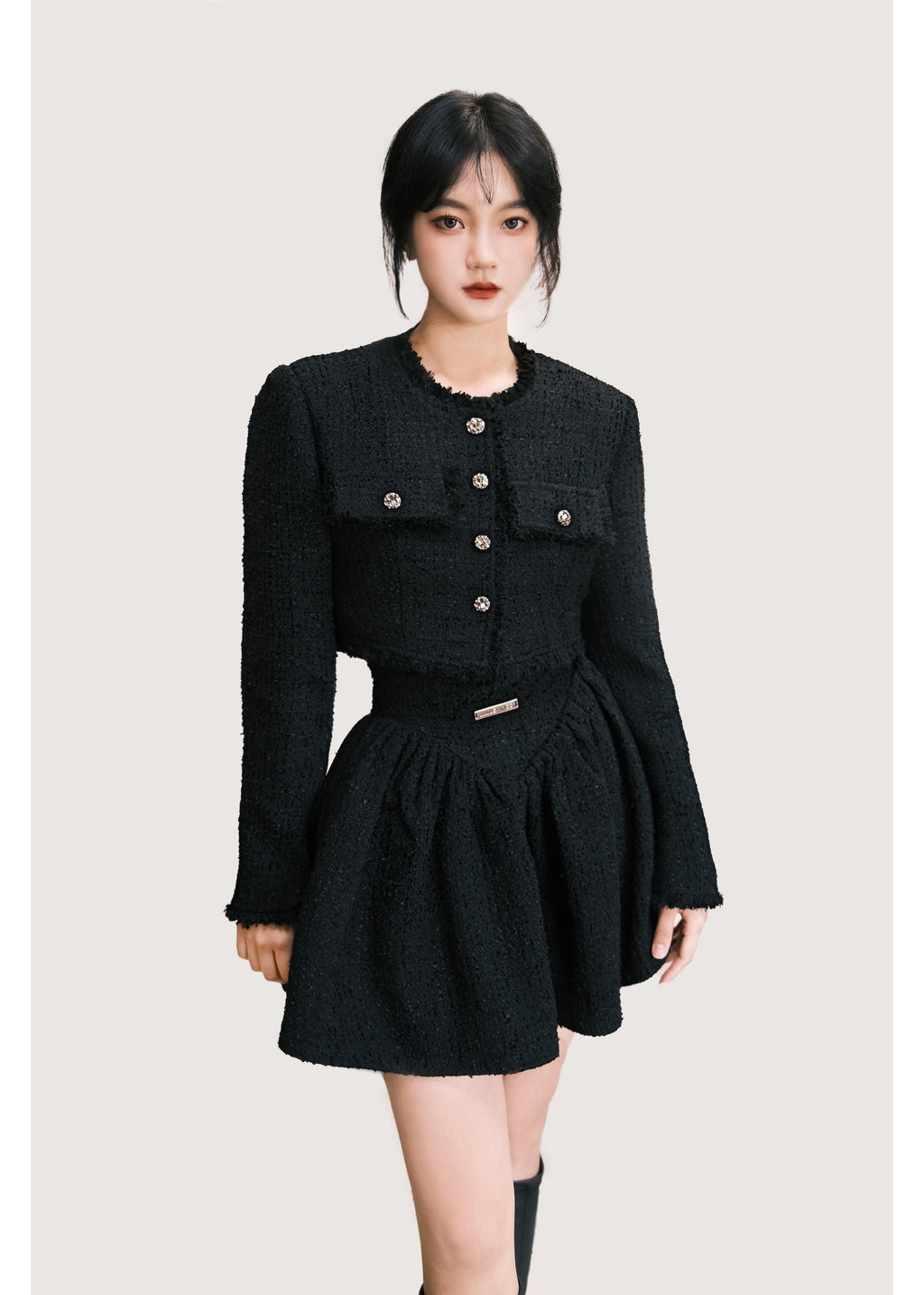 Italian Style Tweed Skirt Suit