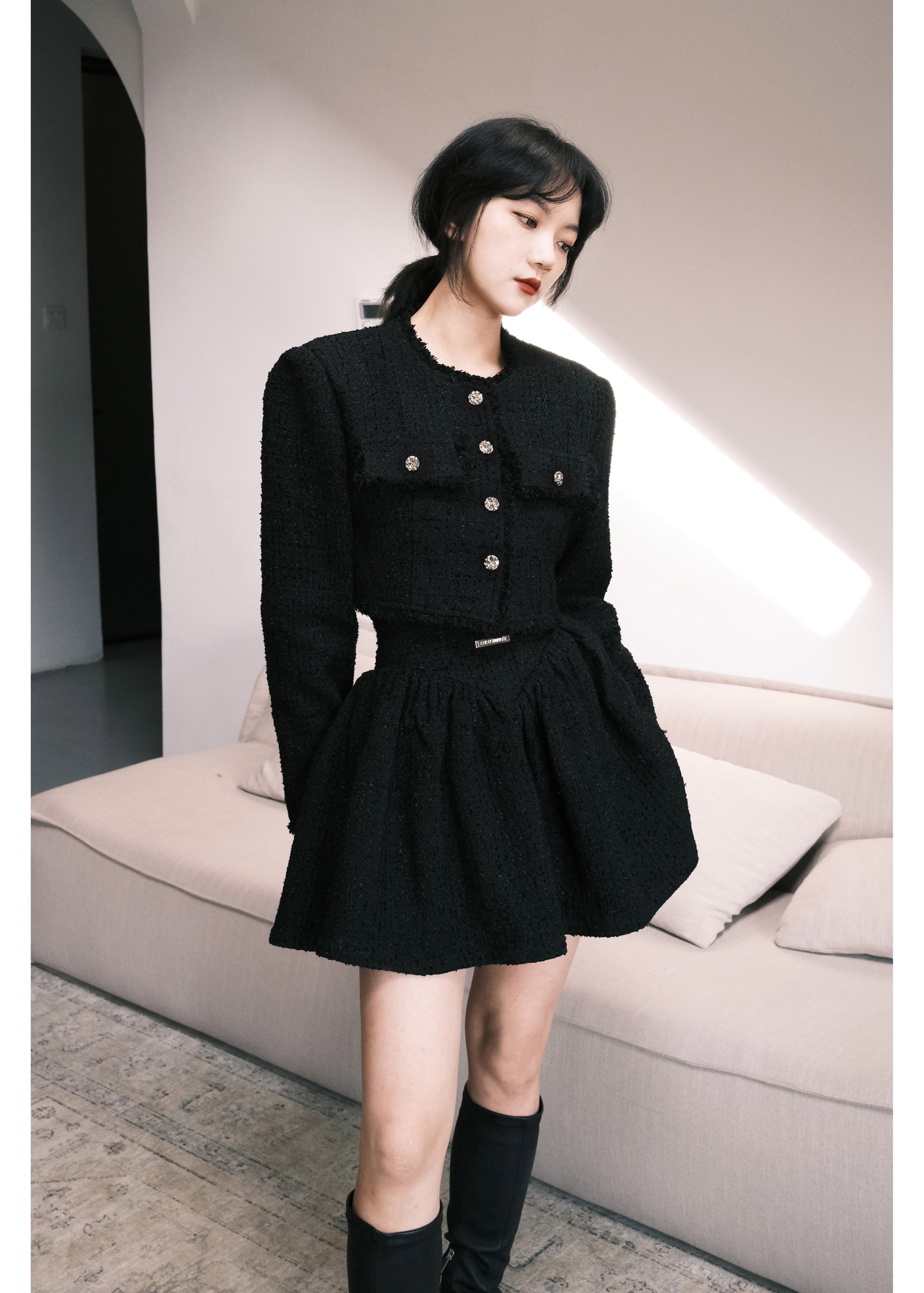 Italian Style Tweed Skirt Suit