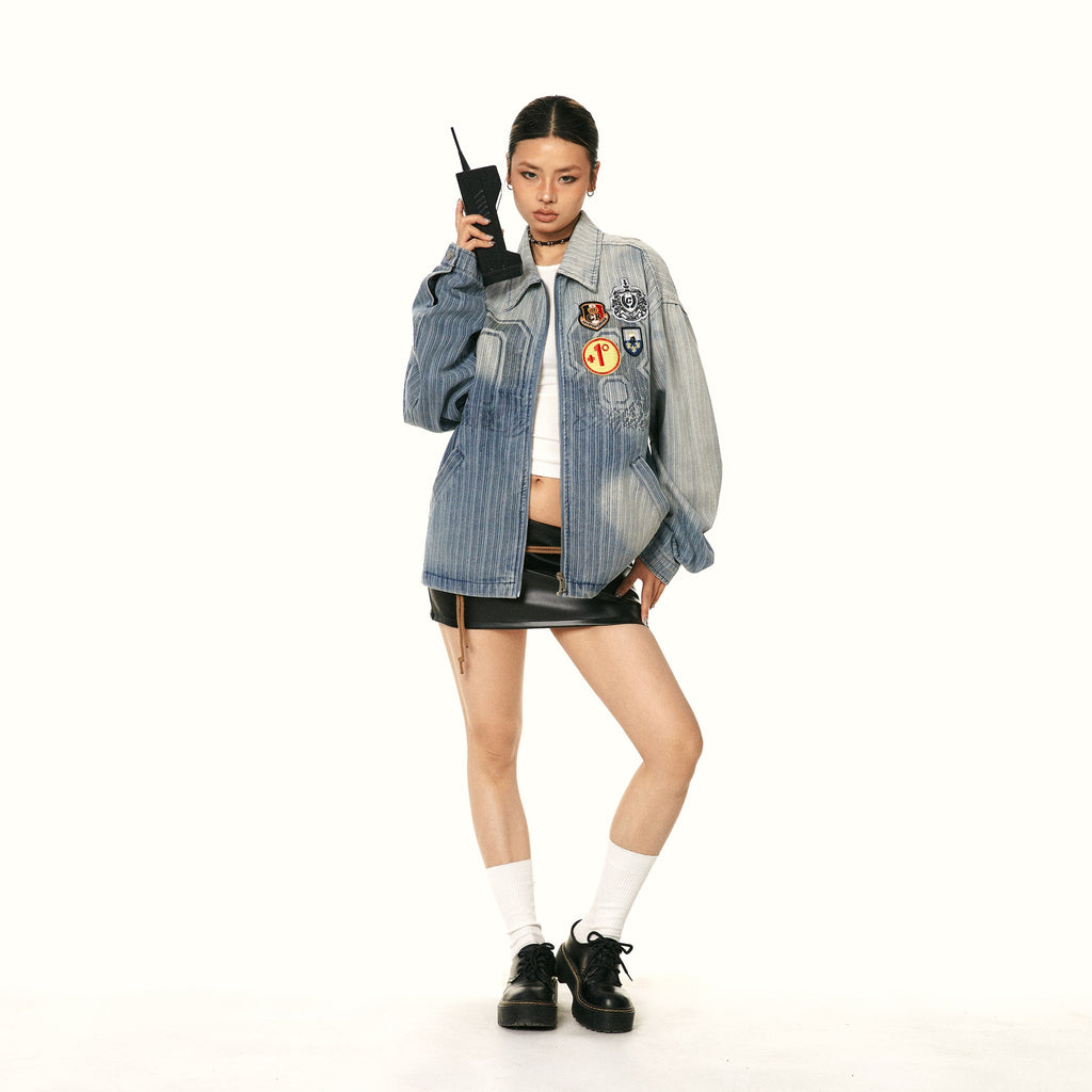 Embroidered Badge Denim Jacket