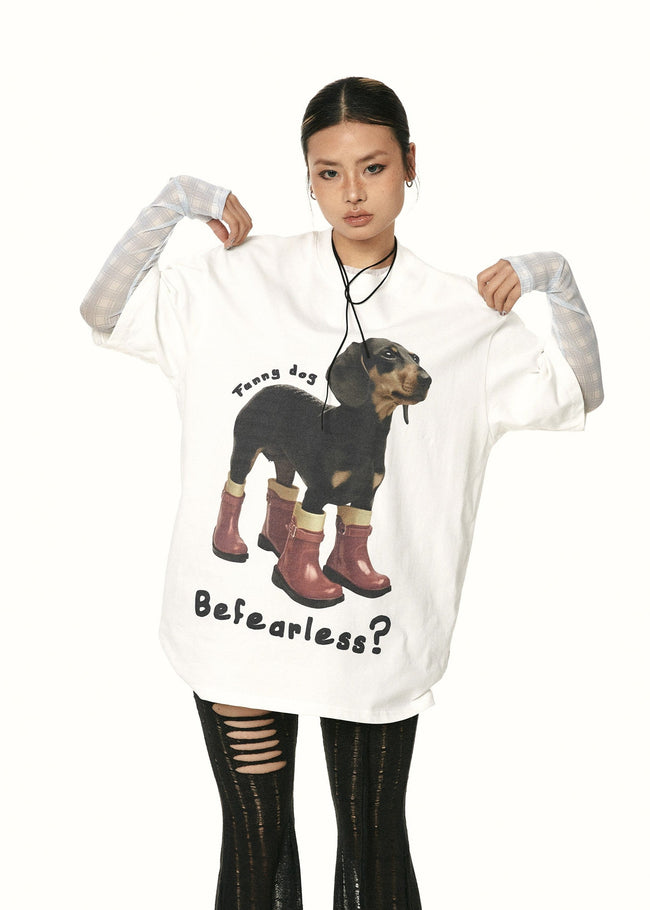 Dachshund Print Cotton Tee Main Image