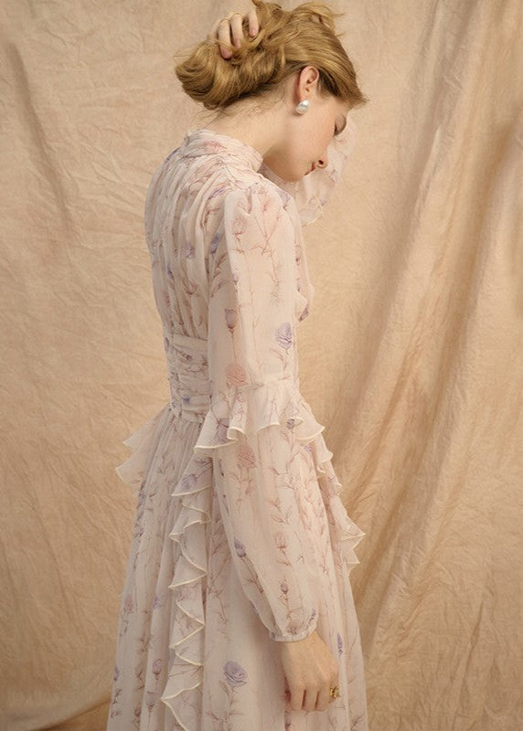 Chiffon Long-Sleeve Maxi Dress