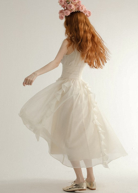 French White Halter Mini Dress
