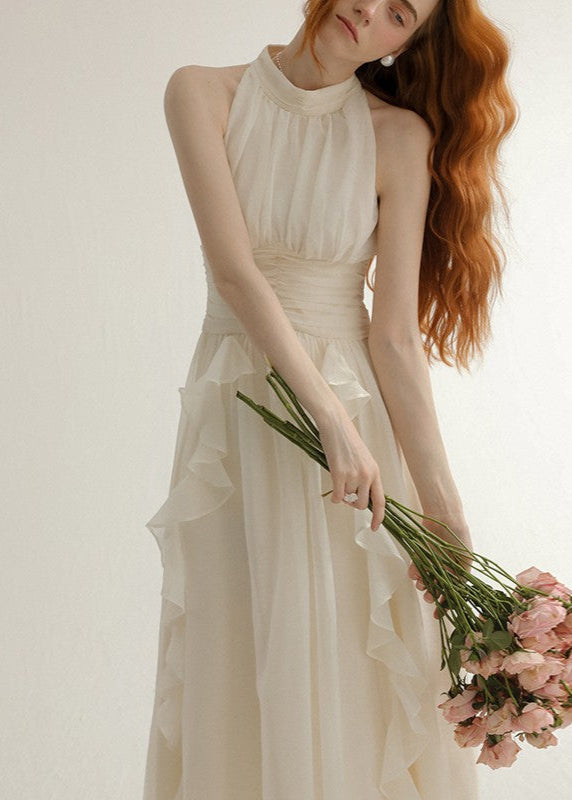 French White Halter Mini Dress