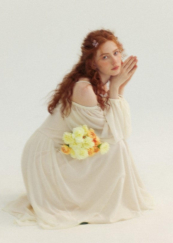 Little white dress one-shoulder dress