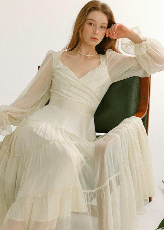 White Autumn Long Dress Main Image