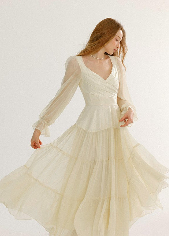White Autumn Long Dress