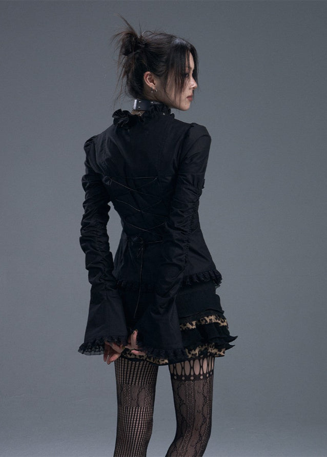 Lace-Up Flare Sleeve Shirt