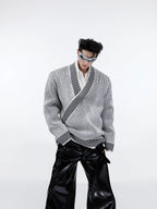 【23s September.】V-Neck Diagonal Stripe Knit Sweater