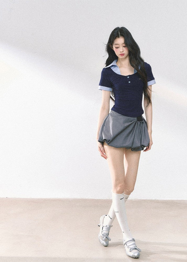 Fake Two Shoulder Short sleeved T-shirt Top