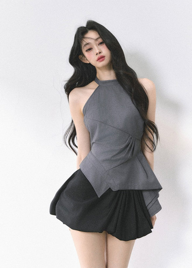 High-End Halter Neck T-Shirt Top