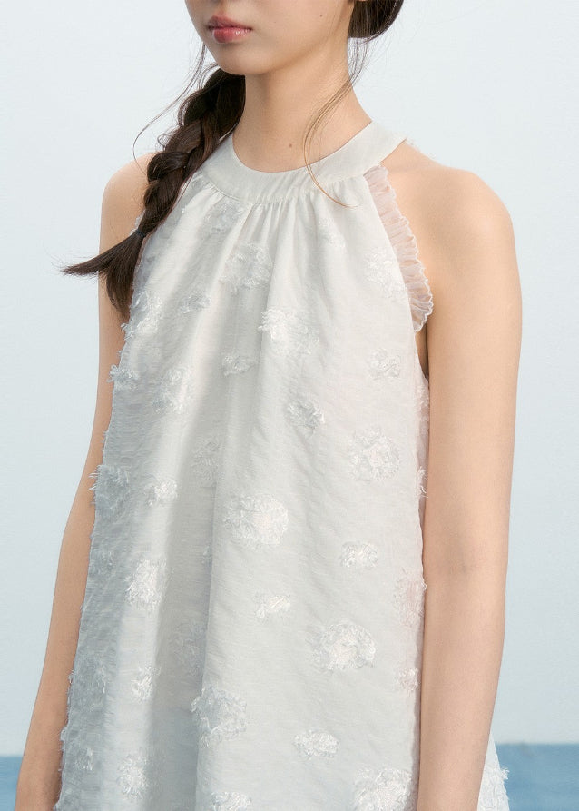 Textured Jacquard Tassel Halter Long Dress