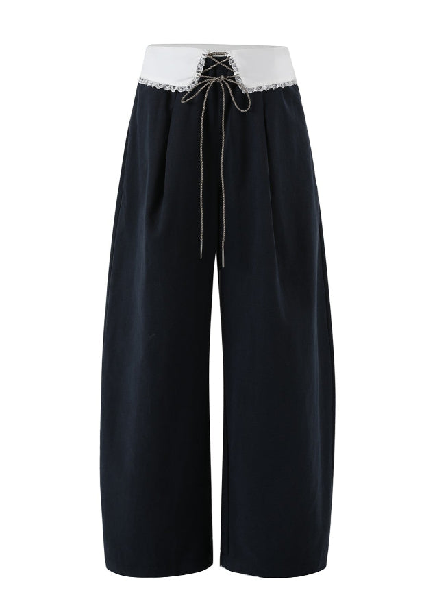 Lace-Waist Wide Leg Pants