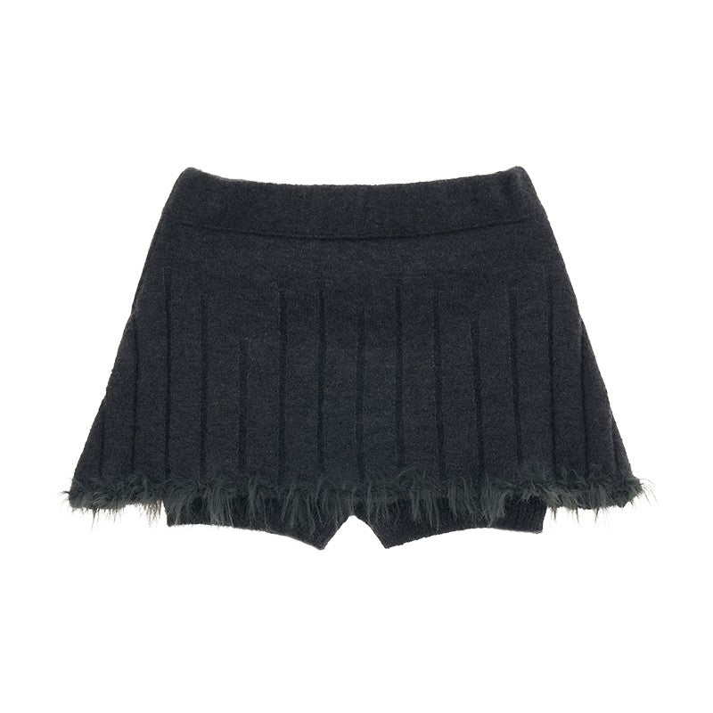 College style short sweater tops with fur pit short skirt pants
