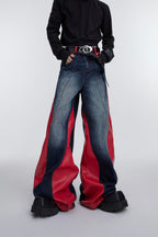 【25s Jul.】Washed Patchwork Contrasting Jeans