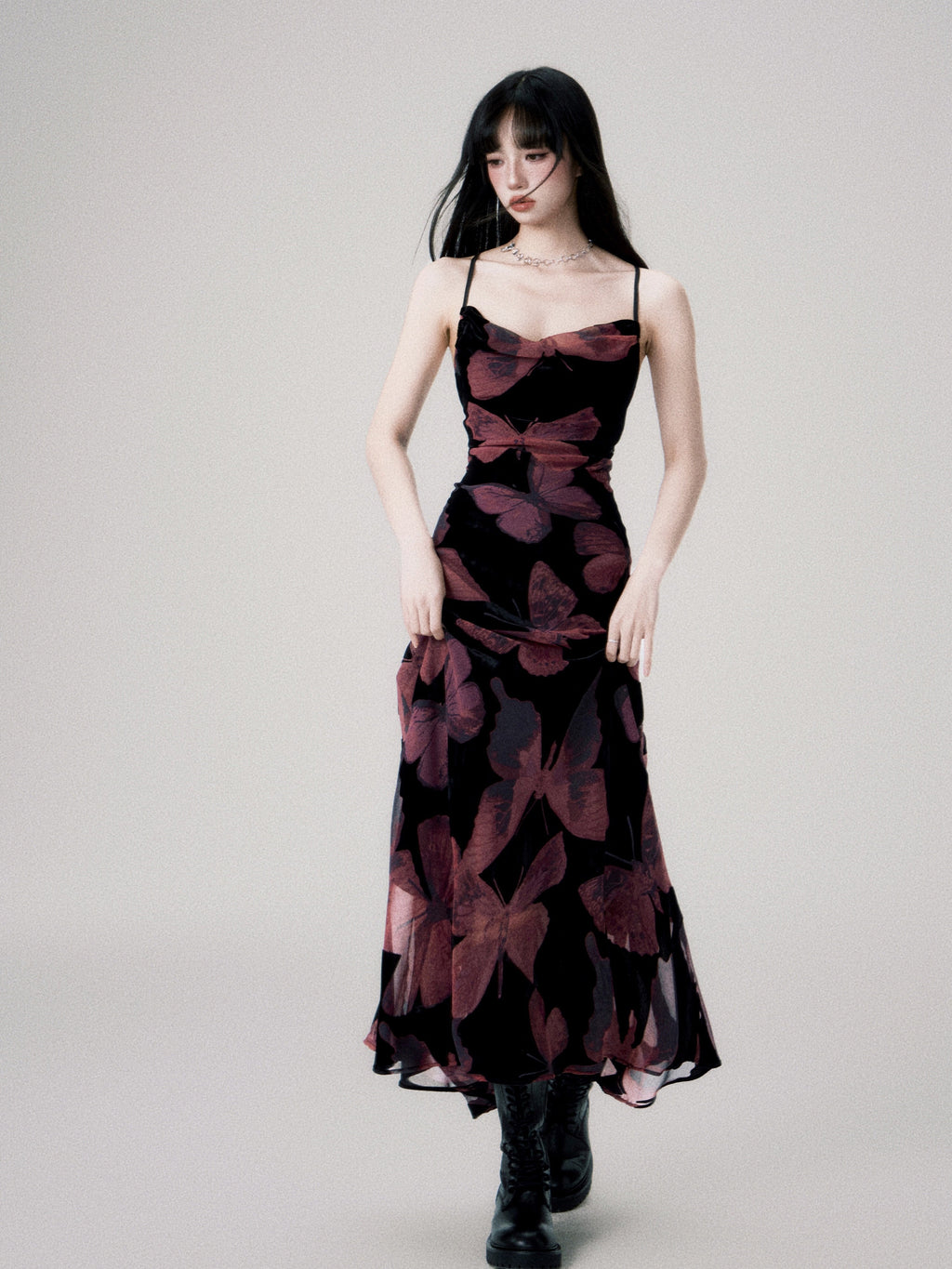 Velvet Butterfly Swing Dress
