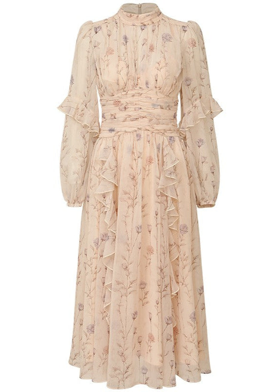 Chiffon Long-Sleeve Maxi Dress